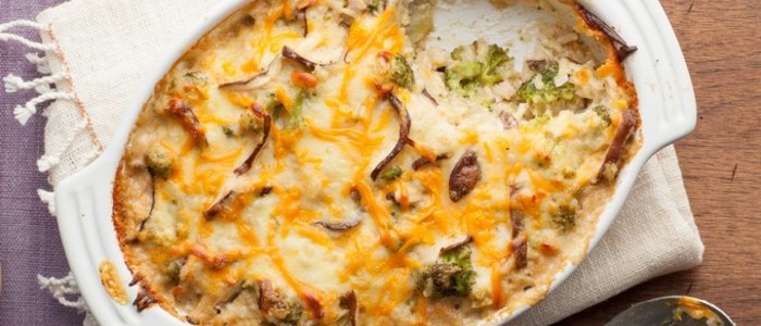 Гратен с курицей и грибами