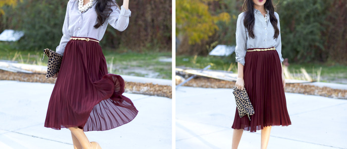 С чем носить плиссированную юбку-миди