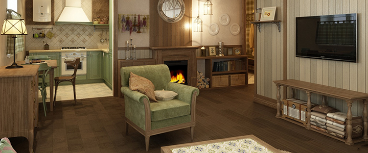 Гостиная в стиле кантри Квартира в стиле кантри