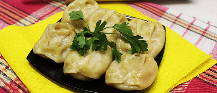 Манты с тыквой и фаршем Манты с тыквой и мясом