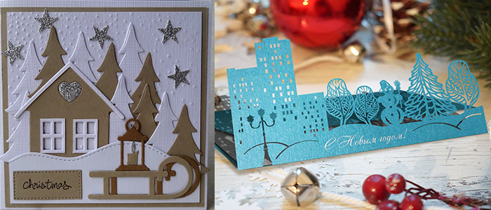 Оригинальная открытка на Новый год своими руками Стильная открытка на Новый год своими руками