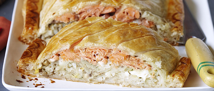 Пирог с рыбой Пирог с рыбой и рисом