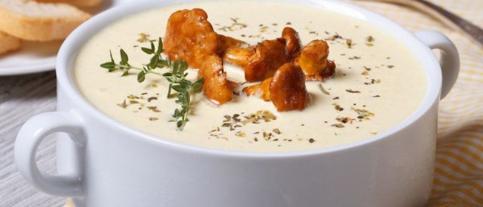 сырный суп с лисичками