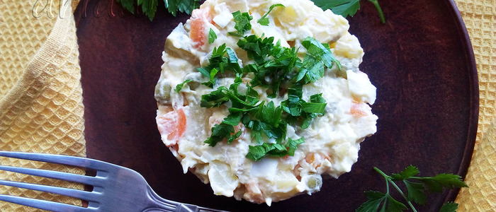 вегетарианский оливье вегетарианский оливье с грибами